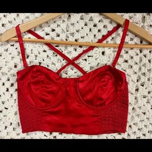 🍬Cotton Candy LA🍬 Sexy Red Satin Bralette Top. Size S